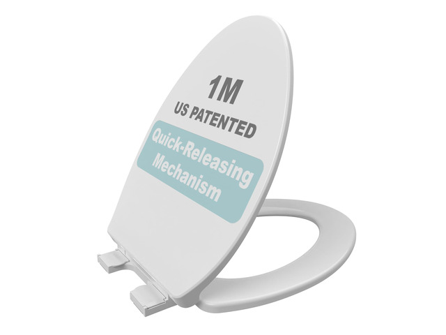 Family Toilet Seat, Patented Slow Close & Quick Releasing Technology, Anti-Wiggling, Easy to Install and Clean, Standard Elongated with Adult Seat...