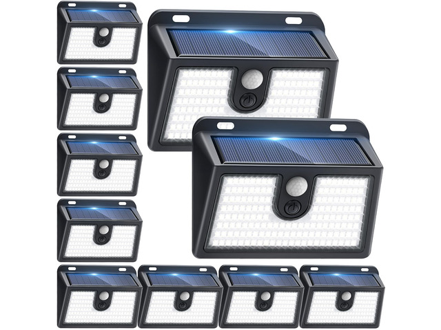 [10 Packs] Solar Motion Sensor Outdoor Lights, Super Bright Solar Lights Outdoor Waterproof, 3 Lighting Modes Security Wall Light for Outside...