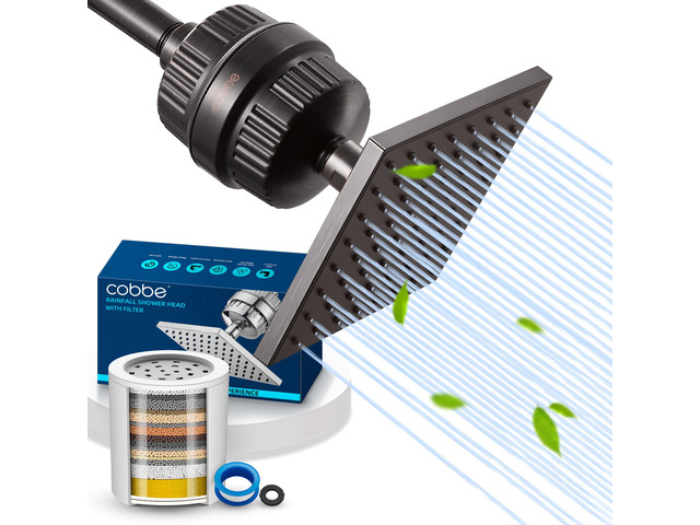 High Pressure Filtered Shower Head with Filters for Hard Water Combo Rain Showerheads with 20 Stage Water Softener for Healthier Skin & Hair Remove...