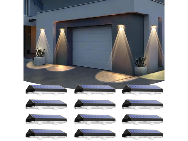 Solar Fence Lights Outdoor, IP65 Waterproof LED, 3 Mode, 12H, Black,12PK 2700K/4000K/6000K 3 color temperatures, Fence Lights Solar Powered for...