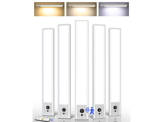 5-Pack Under Cabinet Lighting, 4000mAh Rechargeable Motion Sensor Light, 16.5inch Magnetic Closet Lights with Dimmable & 3 Color Temps, Wireless...