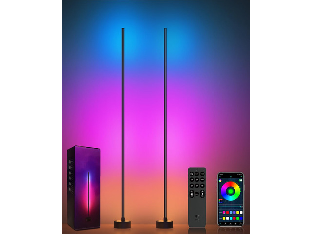 Corner Floor Lamp LED, 2-Pack Smart Corner Lamp for Living Room App/Remote/Button Control, Music Sync, Dimmable 16 Million DIY Colors & 68+ Scene...