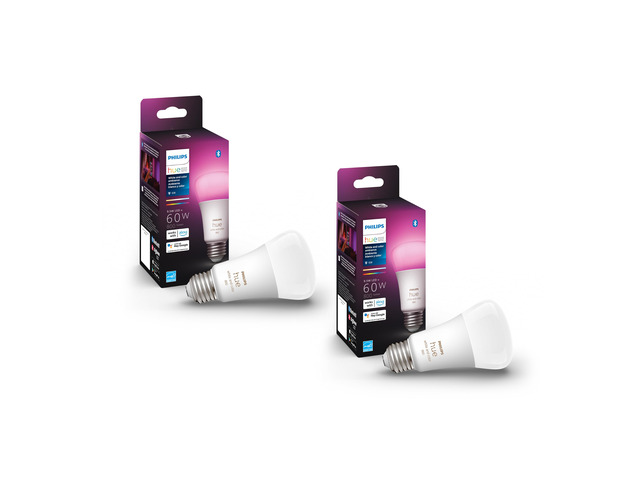 Smart White and Color Ambiance 60W A19 Light Bulb, 2-Pack Indoor Smart Light Bulb, Use with Hue App, Works with Alexa, Google Assistant and Apple...