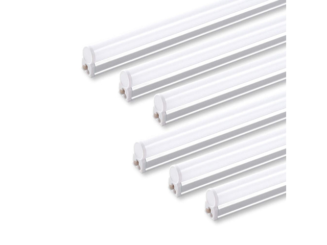 6 Pack LED T5 Single Fixture, 4FT, 2200lm, 4000K Daylight Glow, 20W Utility Shop Light, Ceiling and Under Cabinet Light, ETL Listed, Corded...