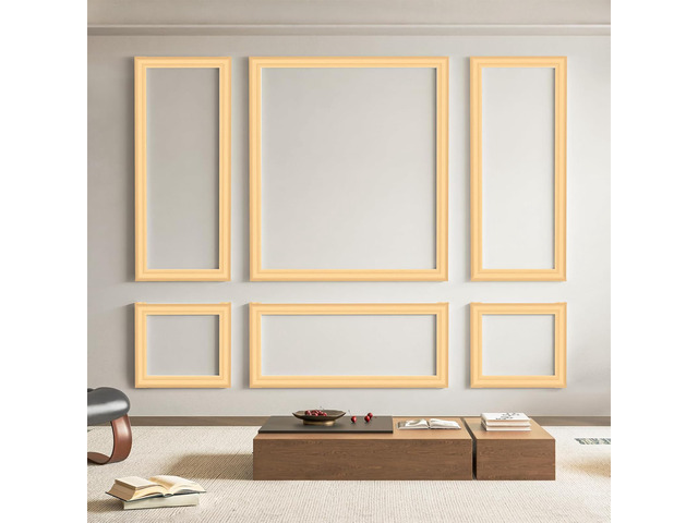 Pre-Cut Wall Molding Set of 6 pcs, 3 Top 3 Bottom, Oak Ready-to-Assemble Wainscoting Panel, High-Impact, Precision Pre-Cut, DIY-Friendly, Ideal for...