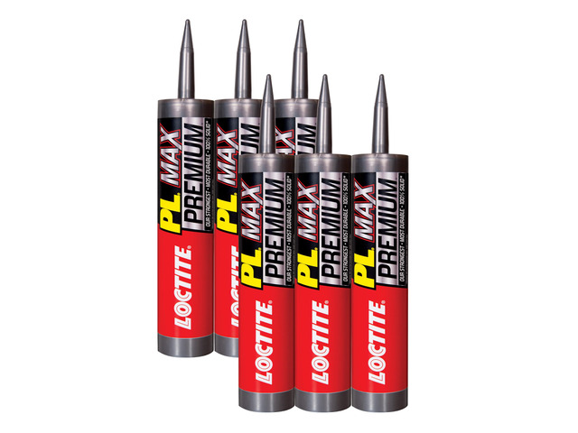 PL Premium Max Construction Adhesive, 9 fl oz Cartridge, 6 Pack - Versatile Construction Glue for Wood, Concrete, Stone & More