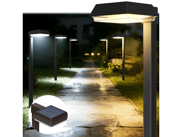 Solar Pathway Lights 300LM 2-in-1 Warm White & Daylight Modes Black Waterproof Led, for Sidewalk/Driveway/Walkway, Auto Dusk-To-Dawn, Durable...