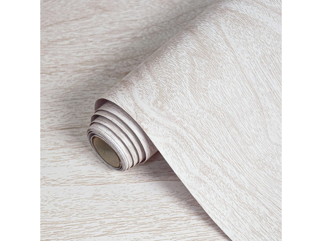 White Wood Wallpaper Wood Grain Contact Paper for Cabinet23.6393 Natural Wood Grain Texture,Vinyl Waterproof Countertop Drawer,Self-Adhesive...