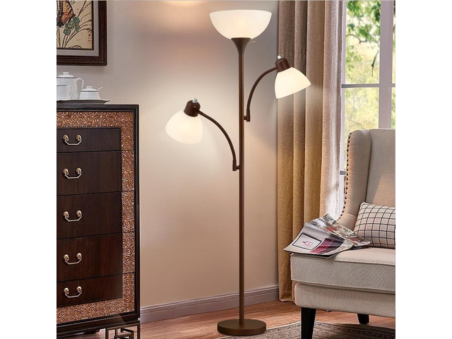 Floor Lamps for Living Room, 72' Tall Standing Lamp, Torchiere Lamp with 2 Reading Lamps, Industrial Bright Floor Lamp for Bedroom, Office,...
