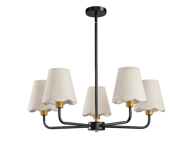 5-Light Black and Gold Chandelier Modern Farmhouse Dining Room Light Fixture Industrial Kitchen Chandelier Over Table Hanging Ceiling Light Fixture...