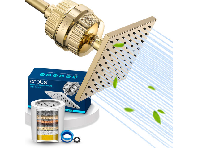 High Pressure Filtered Shower Head with Filters for Hard Water Combo Rain Showerheads with 20 Stage Water Softener for Healthier Skin & Hair Remove...