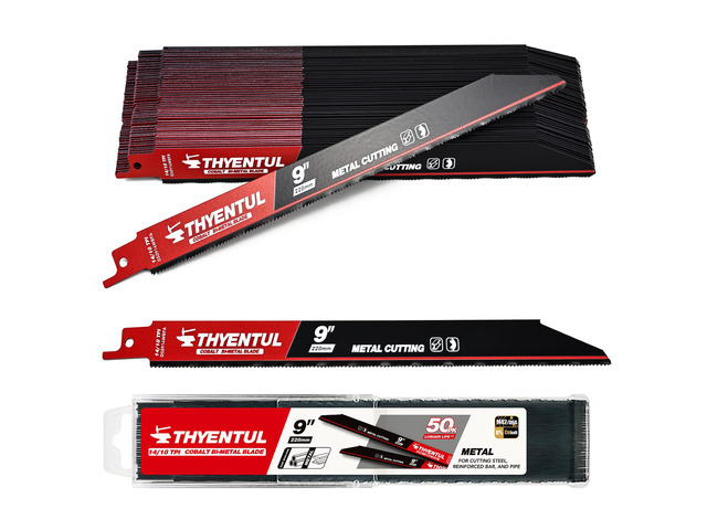 50 Pack,9 inch,14/18 TPI,Reciprocating Saw Blade Set,M42 Teeth with Cobalt Bi-Metal Blades, for Automatic Dismantling Sawzall Blades for 1/16-5/16...
