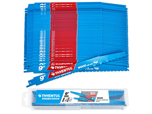 50 Pack 9 in Stud and Nail Saw Blades,Demo Demon Bi-Metal Demolition Reciprocating Saw Blade for Nail-Embedded Wood Cutting, Garden Pruning, Tree...