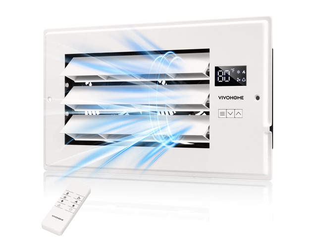 Register Booster Fan - 6'' x 12'' Opening with Adjustable Louver Smart Thermostat & 10-Speed Remote Control - AC Vent Fan for Floor, Ceiling, Wall...