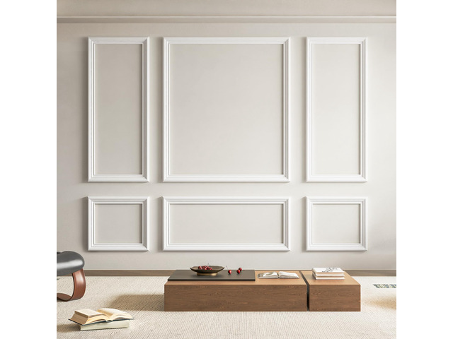 Pre-Cut Wall Molding Set, Ready-to-Assemble Panels, 3 Top 3 Bottom Ready-to-Assemble Wainscoting Panel, High-Impact, Precision Pre-Cut,...