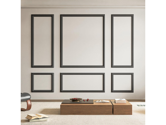 Pre-Cut Wall Molding Set of 6 pcs, 3 Top 3 Bottom, Black Ready-to-Assemble Wainscoting Panel, High-Impact, Precision Pre-Cut, DIY-Friendly, Ideal...