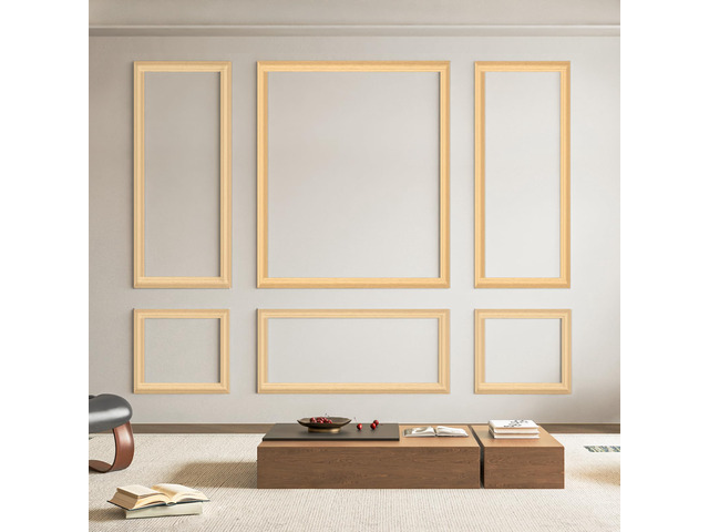 Pre-Cut Wall Molding Set of 6 pcs, 3 Top 3 Bottom, Oak Ready-to-Assemble Wainscoting Panel, High-Impact, Precision Pre-Cut, DIY-Friendly, Ideal for...