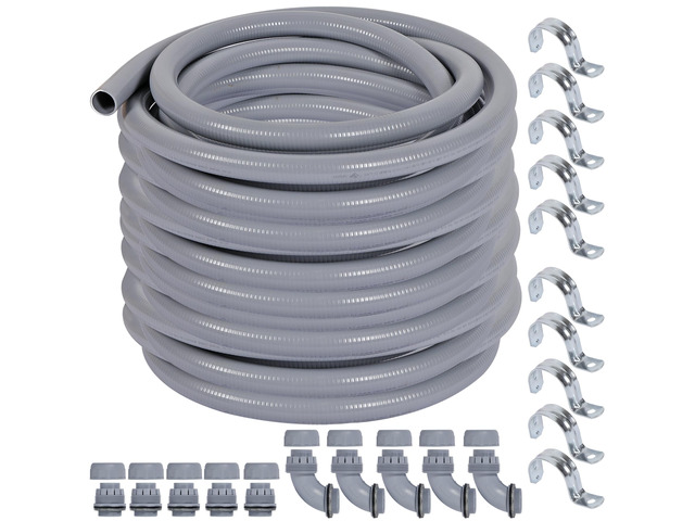 Liquid-Tight Conduit and Connector Kit 1/2inch 150ft UL Certification, Flexible Non Metallic Liquid Tight Electrical Conduit, Electrical Conduit...