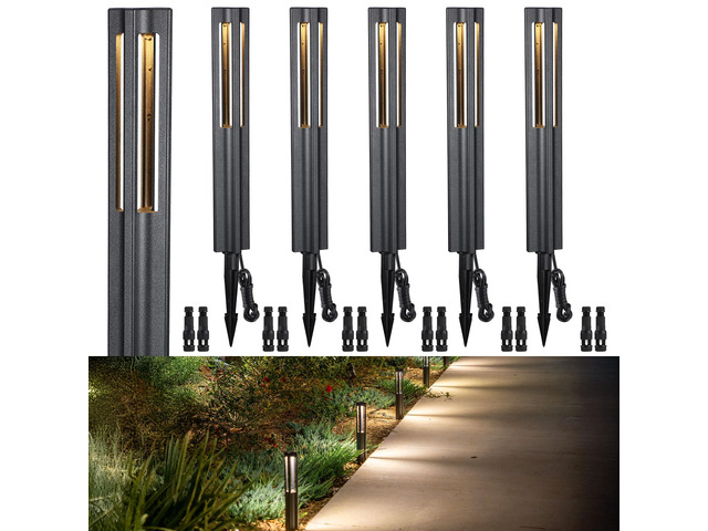 6-Pack 3W LED Low Voltage Path Lights Aluminum 3000K Black Landscape Pathway Lights, Outdoor Landscape Lighting for Driveway, Garden, 12-24V AC/DC,...