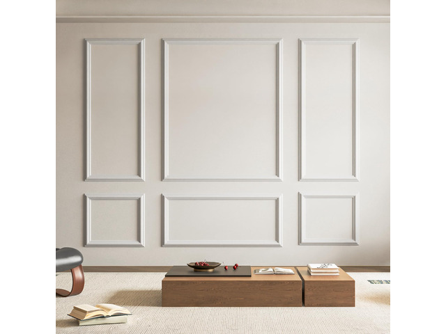 Pre-Cut Wall Molding Set, Ready-to-Assemble Panels, 3 Top 3 Bottom Ready-to-Assemble Wainscoting Panel, High-Impact, Precision Pre-Cut,...