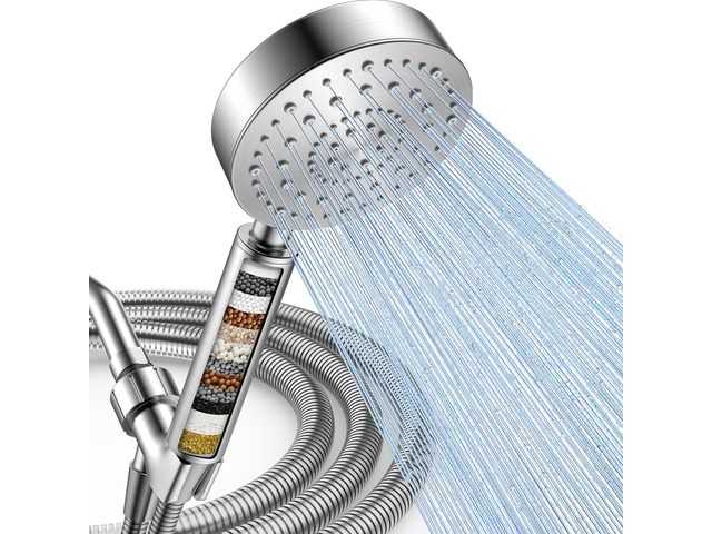 Filtered Shower Head with Handheld, High Pressure Shower Filter Head ALL METAL, 6 Spray, Anti-clog Nozzles, Extra-long 72' Hose & Holder, Remove...