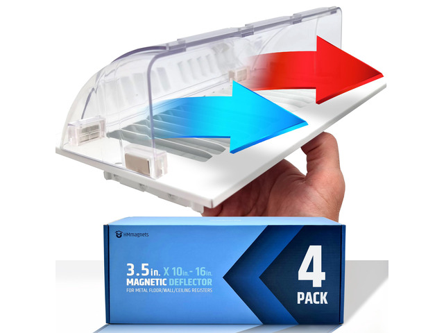 Powerful Magnetic Vent Air & Heat Deflector (4 Pack - New Version) for Ceiling, Floor and Wall - Will Never Fall Off - Adjustable from 9.2 to 16 -...
