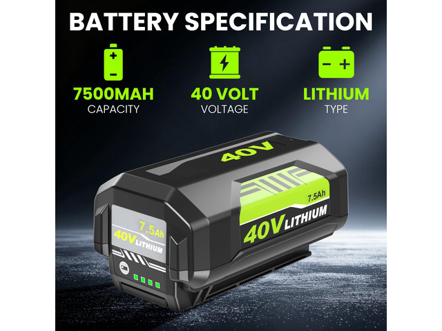 40v 7500mAh OP4026A Replacement for Ryobi 40V Battery 7.5Ah Lithium Compatible with Ryobi 40 Volt Battery OP4026A OP4040 OP40201 OP4050A OP4015...
