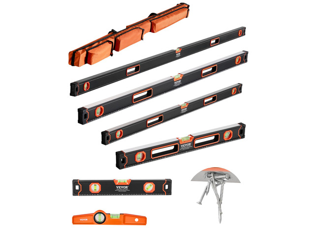 6-Piece Torpedo Level, 78/48/32/24/16/10 Inch All Magnetic Levels Set, Bubble Vials Ruler for 45/90/180 Degree, Aluminum Alloy Magnetic Box Leveler...