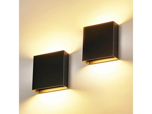 2 Pack Indoor Outdoor Black Up and Down LED Wall Light, Modern Bedroom/Porch Wall Lamp, IP65 Waterproof, 5%-100% Dimmable 18W 1620lm, 5CCT...