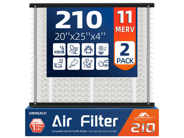 2 Pack 210 Replacement Air Filter, MERV 11,Actual Size: 20.47'x25.6'x3.94', Nominal Size: 20''x25''x4'', HVAC Furnace Filter, Compatible with...