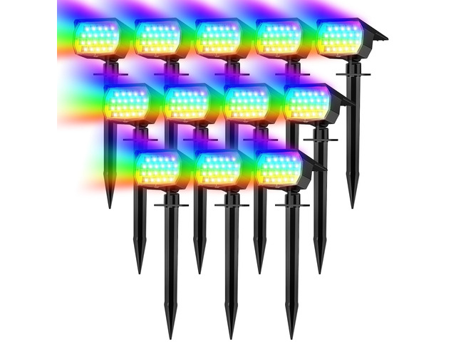Solar Spot Lights Outdoor Spotlight Christmas 12 Pack Color Changing 46LED, 3 Mode, Auto On/Off Landscape Spotlights Solar Powered Flood Lights for...
