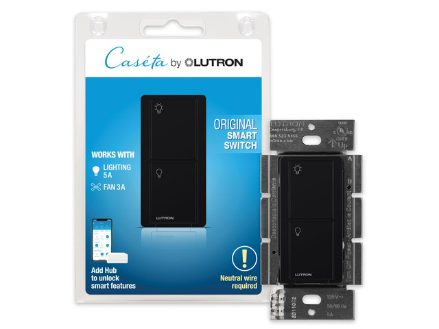 Caseta Smart Light Switch for Lighting and Fans (Smart Hub Required) For Caseta systems, smart switch for any bulbs, 6 amp, single-pole/3-way,...