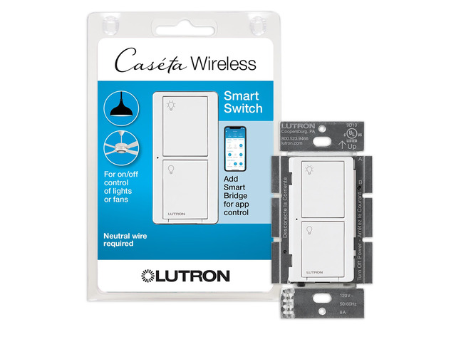 Caseta Smart Light Switch for Lighting and Fans (Smart Hub Required) For Caseta systems, smart switch for any bulbs, 6 amp, single-pole/3-way,...