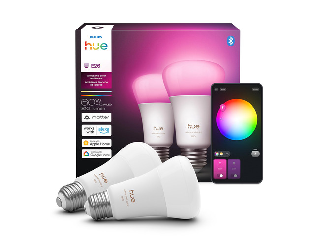 Smart LED A19 Bulb, 2-Pack White Color Ambiance, Full Spectrum Light 1000K-20000K, 810 Lumens, Dimmable, Works with Alexa, Google& Apple Home