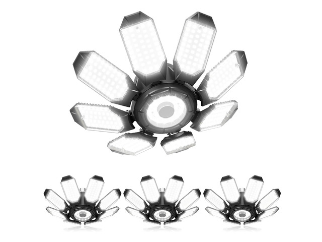 Garage Lights w/ 8 Deformable Panels, 56000LM 6500K Ultra Brighter LED Garage Lighting Fixture Screw in E26 E27 Socket Light Bulbs for Basement...