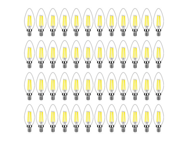 48-Pack Dimmable E12 LED Bulbs 40Watt Equivalent, 5000K Daylight White, 450Lumens, 4W B11 Vintage Chandelier Light Bulbs, Filament Clear Glass...