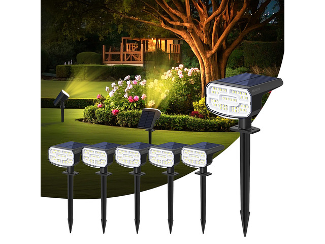 Solar Spot Lights Outdoor Waterproof, Solar Spotlights, 6 Pack 2 Lighting Modes, 120° Adjustable Solar Lights for Yard Garden Lawn Landscape...