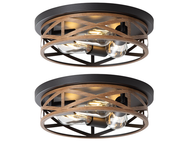 13 inch Flush Mount Ceiling Light Fixtures,3-Light Modern Hallway Light Fixtures Ceiling, Wood Grain Light Fixture Ceiling Mount for...