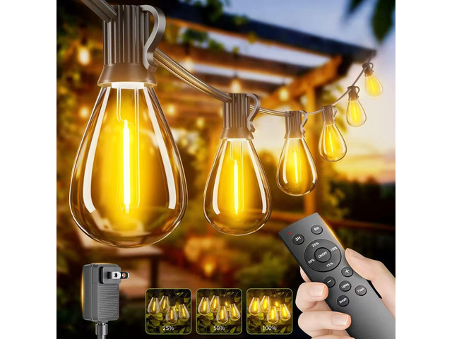 200FT Outdoor String Lights with Remote & Dimmable, 72+2 Shatterproof Waterproof Bulbs, Dimmable Outside Hanging Patio Lights for Backyard, Porch,...