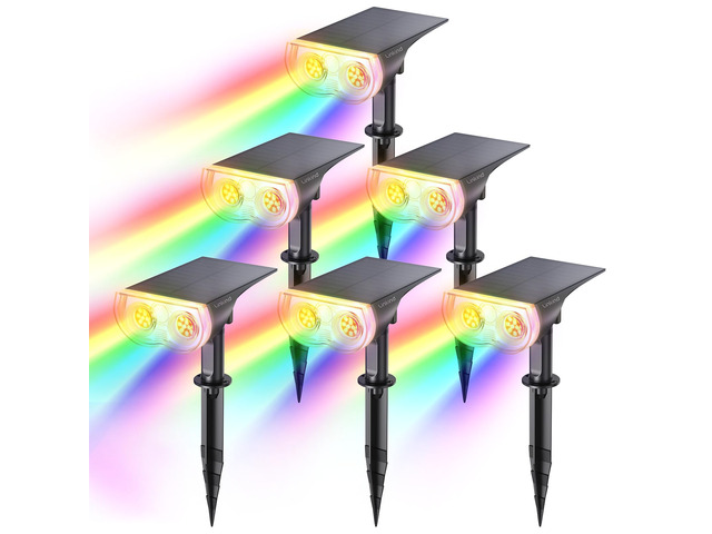 Solar Lights Outdoor Waterproof LED Landscape Spotlight RGB 6 Pack Starray, 9 Color Changing Modes, Multicolor, Dusk to Dawn, for Holiday...