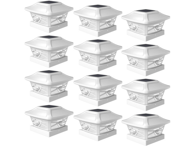 Renaissance Solar Outdoor Post Cap Lights, 4x4 5x5 6x6, Bright 12PK Pearl White, fence/deck/garden/patio posts, UV fade-protected plastic, auto-on,...