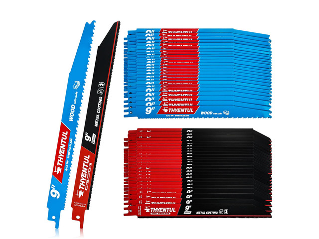50 Pack 9 Inch Reciprocating Saw Blades, 6/12 & 14/18 TPI Bi-Metal Sawzall Blades for Wood, Nail-Embedded Wood & Metal Cutting