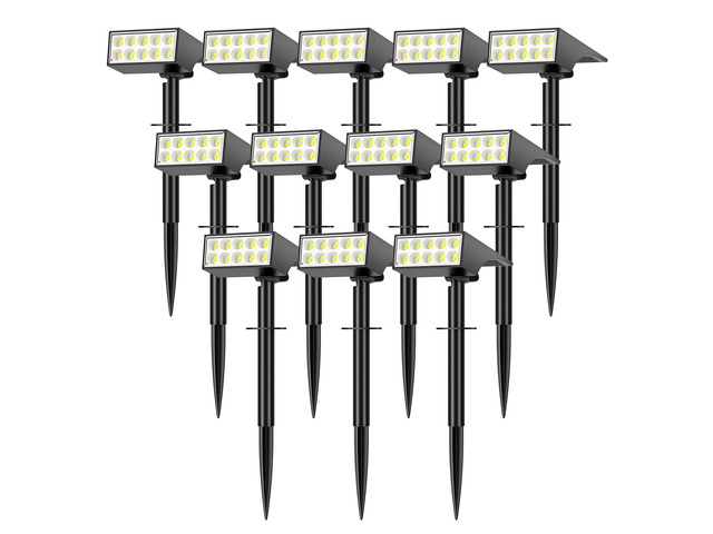 12 Pack Solar Spot Lights Outdoor Landscape Spotlights, Cool White IP65 Waterproof, Auto On/Off LED Powered Yard Garden Flood Solar Light for...