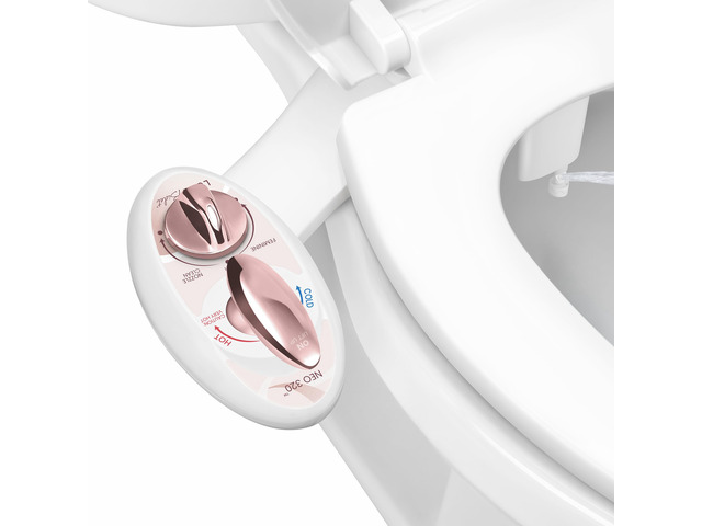 NEO 320 - Warm Water Bidet Attachment for Toilet Seat, Rose Gold Non-Electric, Warm Water, Dual Nozzle, Self-Cleaning, Adjustable Water Pressure,...