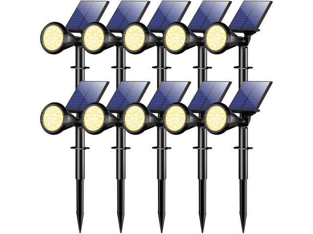 Solar Lights Outdoor Waterproof Flag Spotlights 10 Pack (Warm White) 4 Lighting Modes Solar Powered Landscape lights Auto On/Off, Solar Garden Yard...