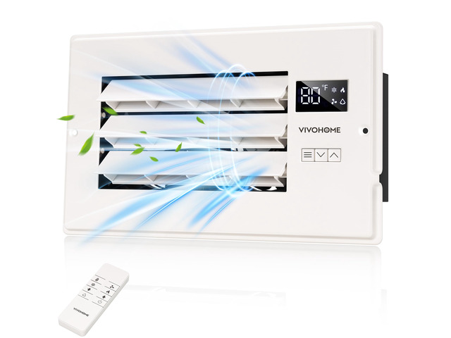 Register Booster Fan - 6'' x 10'' Opening with Adjustable Louver Smart Thermostat & 10-Speed Remote Control - AC Vent Fan for Floor, Ceiling, Wall...