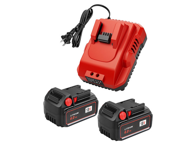 2-Pack 18V 6.0Ah Replacement for Milwaukee M-18 Battery and 1 Charger(red)