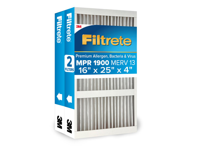 16x25x4 AC Furnace Air Filter, MERV 13, MPR 1900, Premium Allergen, Bacteria & Virus Filter, Electrostatic Air Cleaning Filter, 2-Pack (Actual Size...