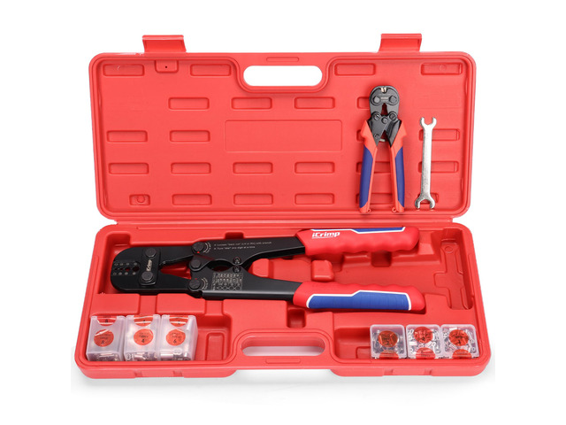 iCrimp 1608M4 Wire Rope Crimper Kit, 3/64'1/8', with Cutter & Sleeves All in one storage case, kit contains crimper, cutter up to 3.5mm, 330...