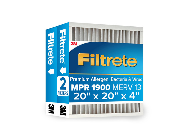 20x20x4 AC Furnace Air Filter, MERV 13, MPR 1900, Premium Allergen, Bacteria & Virus Filter, Electrostatic Air Cleaning Filter, 2-Pack (Actual Size...